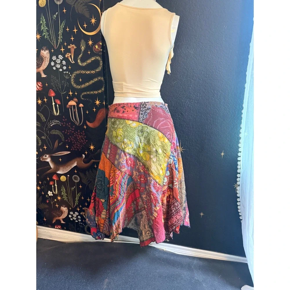 Joe Browns Patchwork Handkerchief Hem Midi Skirt Boho Floral Paisley Multi Color